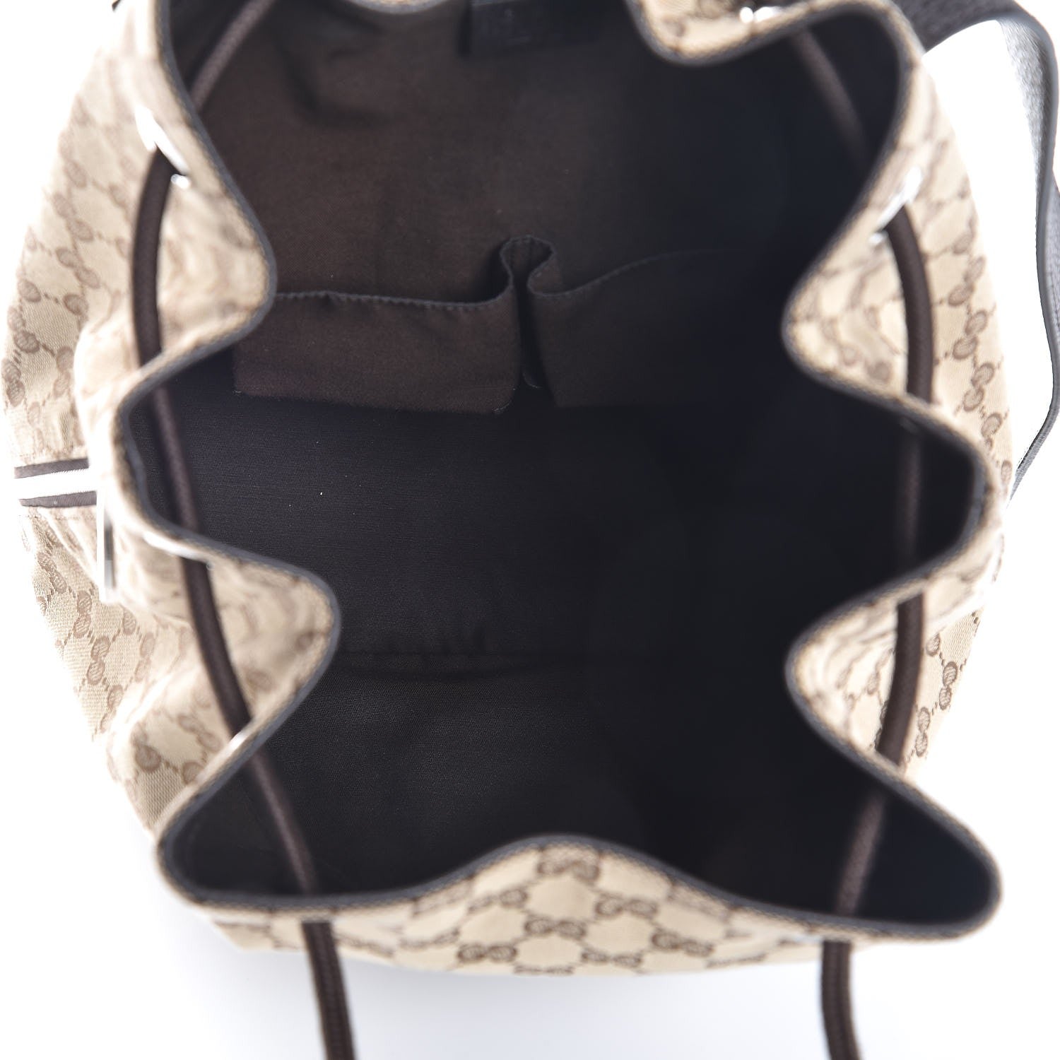 Gucci Monogram Dollar Calfskin O Drawstring Backpack Beige Ebony Testa di Moro Dark Chocolate 5 of 7