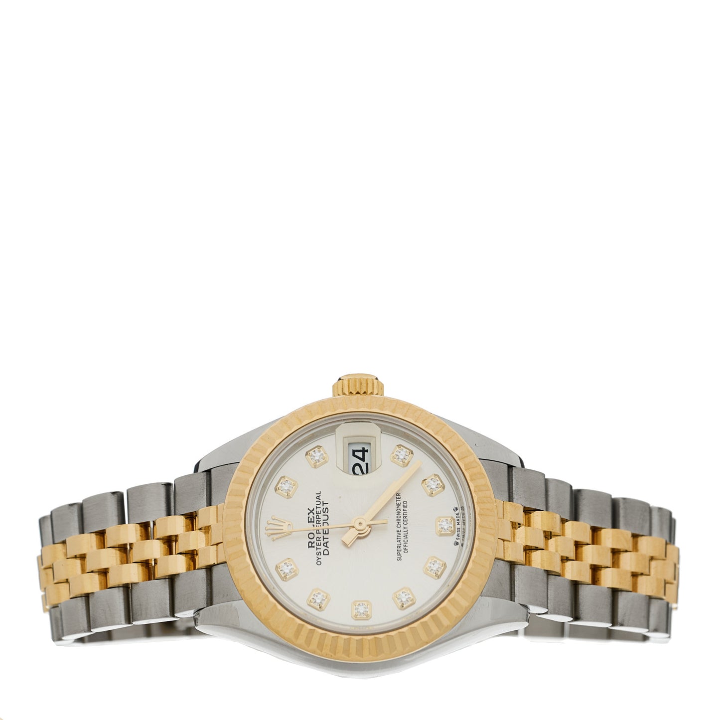 Stainless Steel 18K Yellow Gold Diamond 28mm Oyster Perpetual Datejust Watch Silver 279173