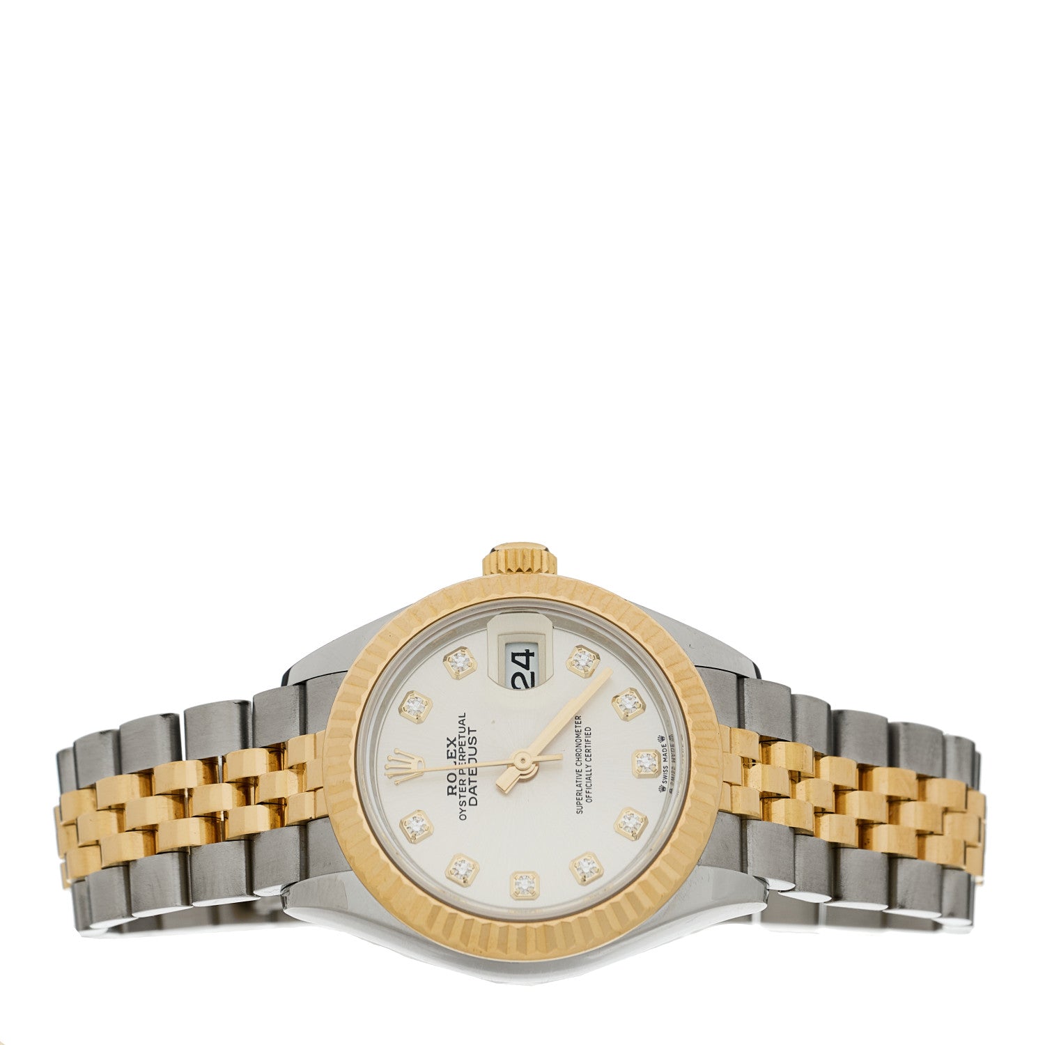 Rolex Stainless Steel 18K Yellow Gold Diamond 28mm Oyster Perpetual Datejust Watch Silver 279173 2 of 5
