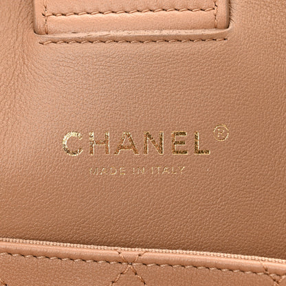 Chanel Calfskin Quilted Chain Shopping Tote Beige 6 of 10
