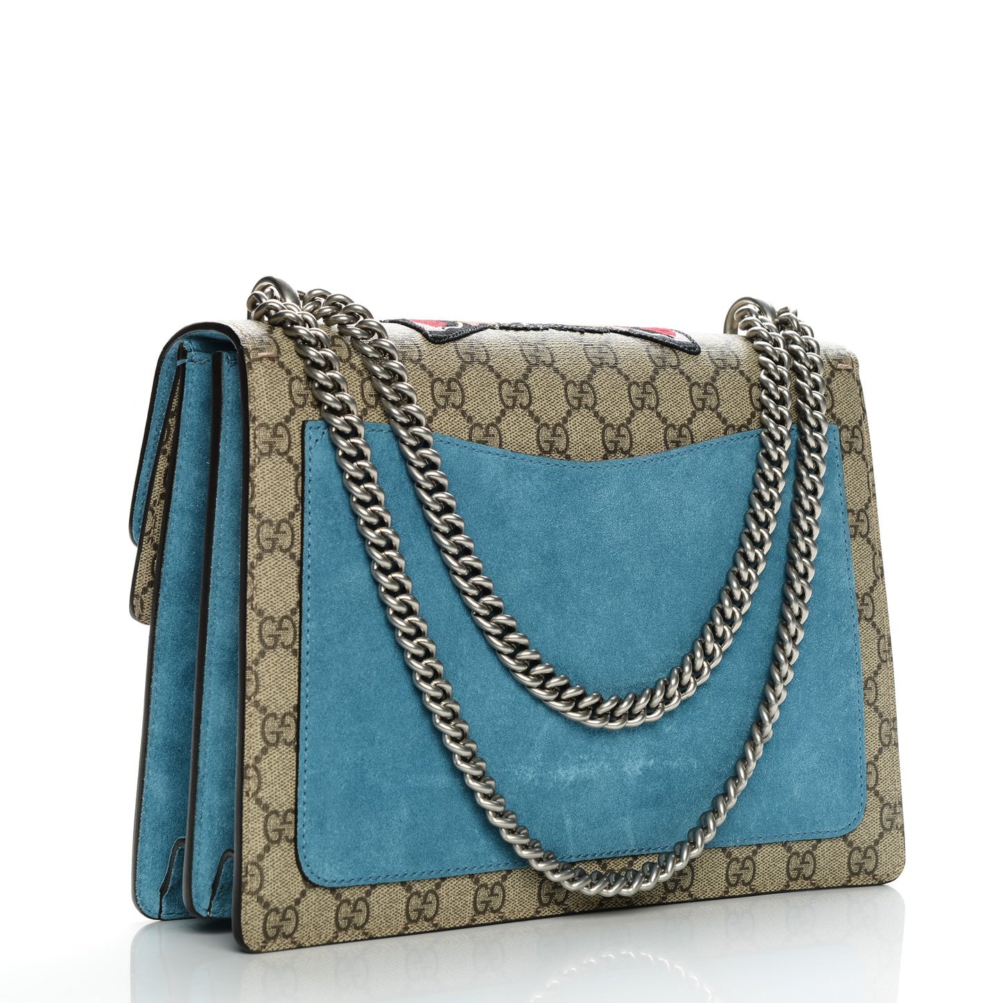 GG Supreme Monogram Angry Cat Embroidered Medium Dionysus Shoulder Bag Beige Ultramarine