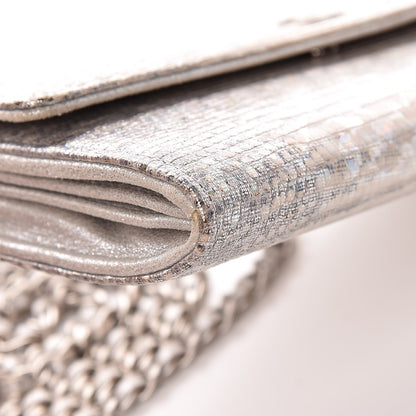 Chanel Iridescent Lizard Wallet With Removable Chain Silver 9 of 10