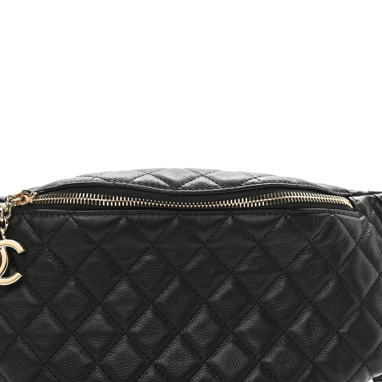 Calfskin Quilted Banane Waist Bag Fanny Pack Black