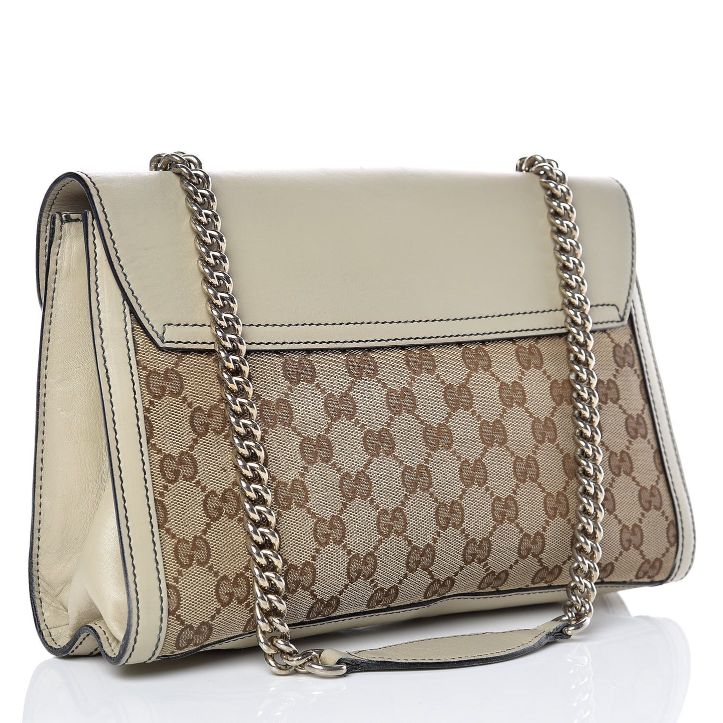 Monogram Margaux Calfskin Medium Emily Chain Shoulder Bag Beige Ebony Mystic White