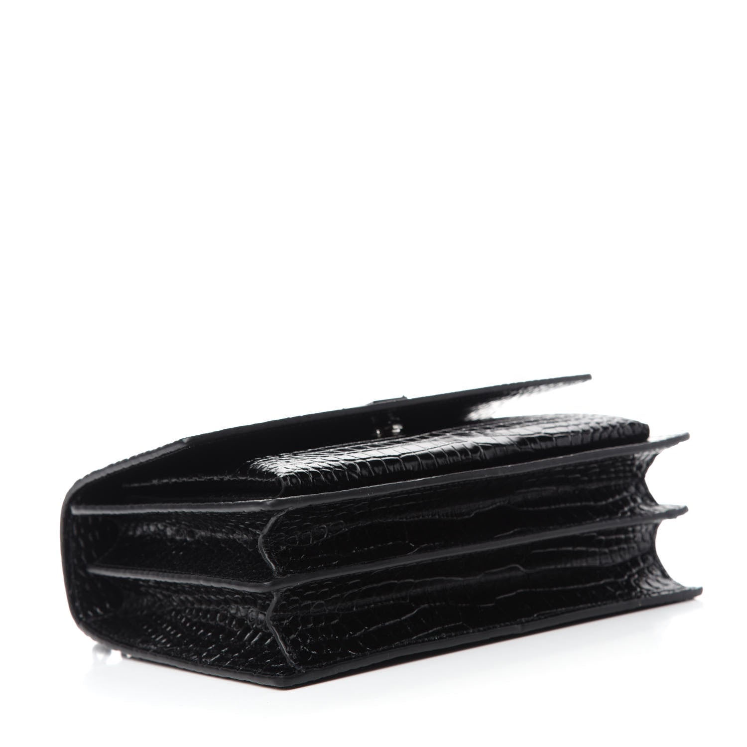 Saint Laurent Calfskin Crocodile Embossed Medium Monochrome Monogram Sunset Black 4 of 10