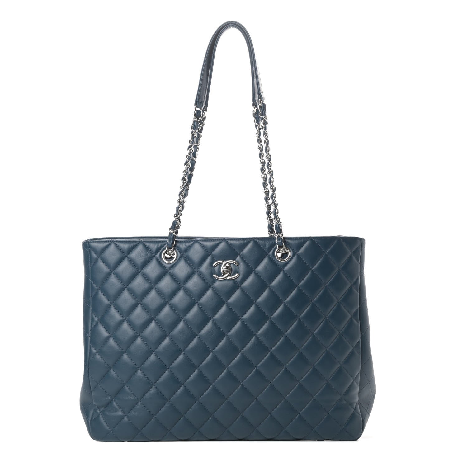 Chanel Lambskin Quilted Large Classic Shopping Tote Blue 1 of 12