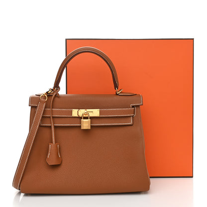 Hermes Taurillon Clemence Kelly Retourne 28 Gold 12 of 12