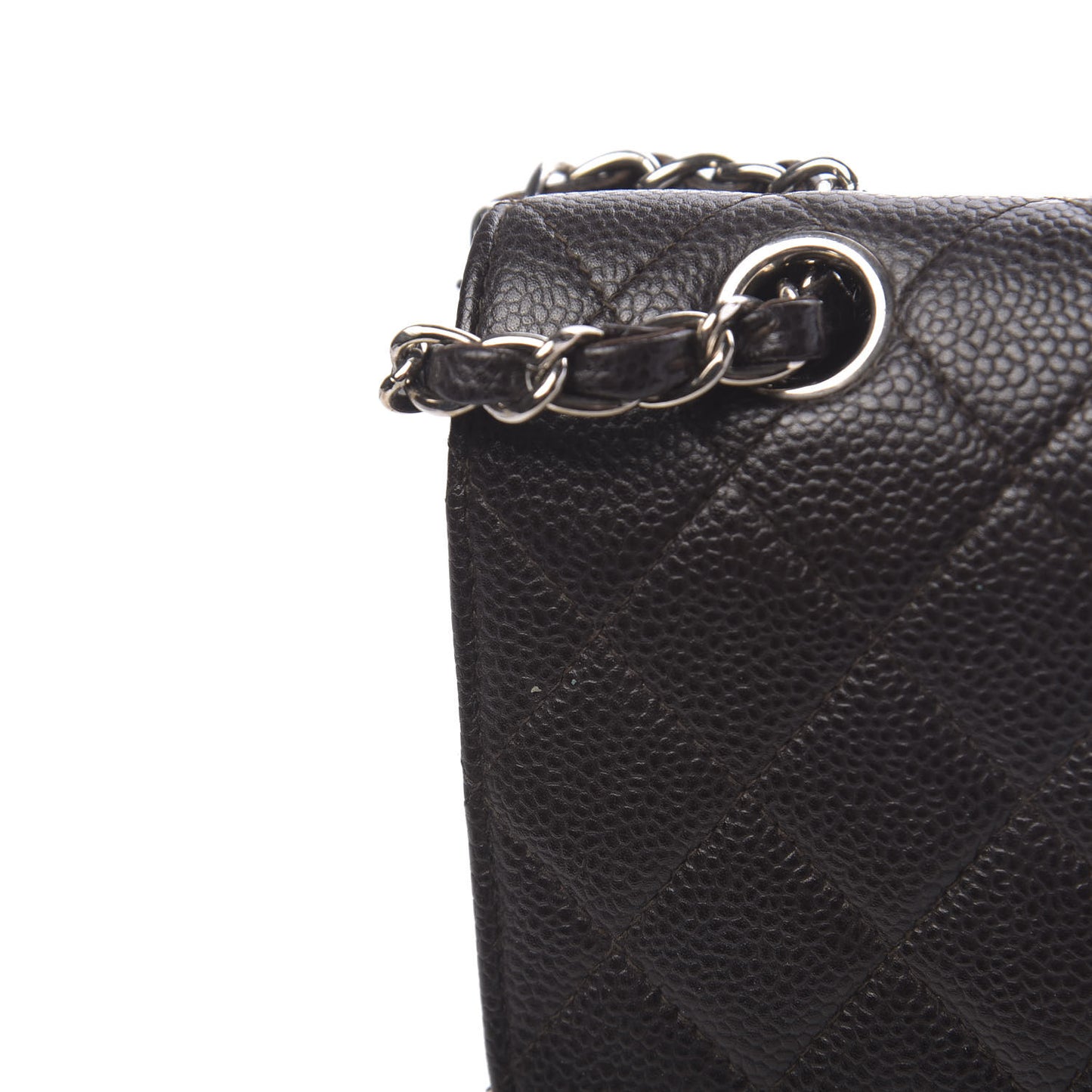 Caviar Quilted Medium Double Flap Brown