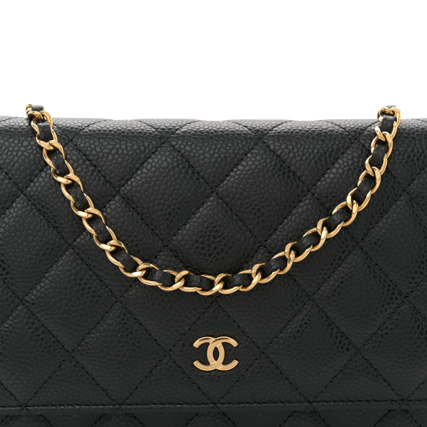 Caviar Quilted Wallet on Chain WOC Black