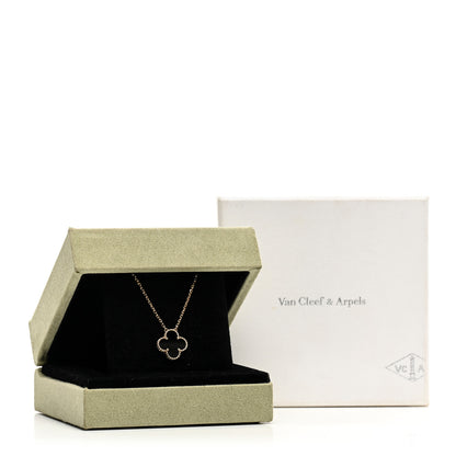 Van Cleef & Arpels 18K Yellow Gold Black Onyx Vintage Alhambra Pendant Necklace 5 of 5