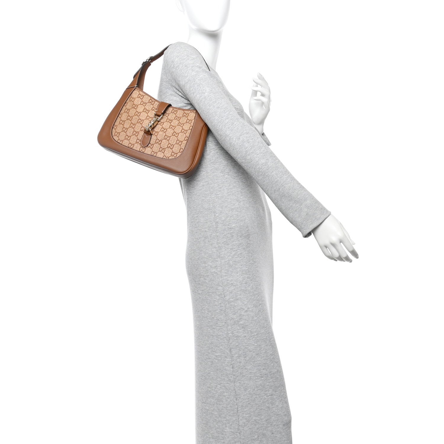 Gucci Raffia GG Supreme Monogram Calfskin Small Jackie 1961 Hobo Natural 2 of 10