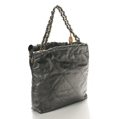 Chanel Metallic Calfskin Quilted Small Chanel 22 Ruthenium 4 of 11