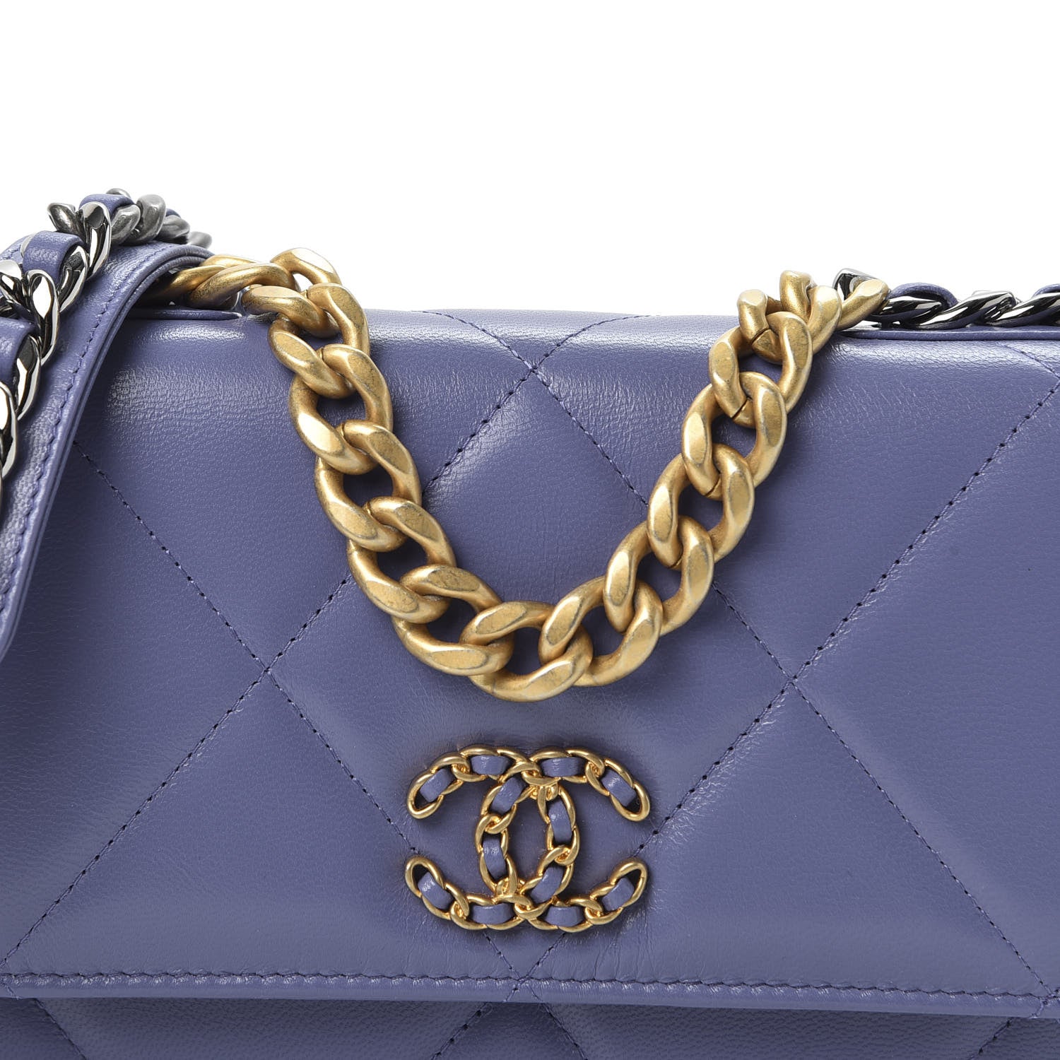 Chanel Goatskin Quilted 19 Wallet On Chain WOC Purple 11 of 12