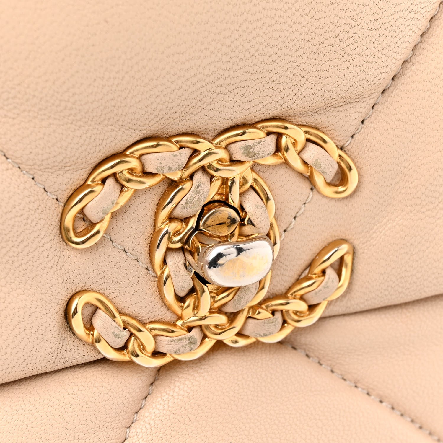 Chanel Lambskin Quilted Large Chanel 19 Flap Beige 15 of 17
