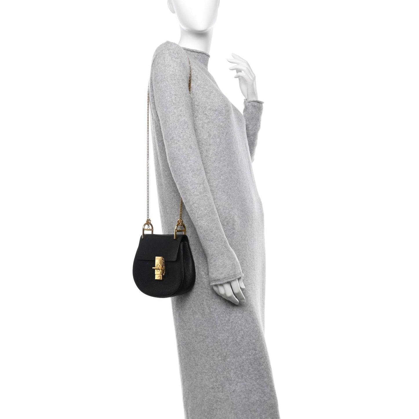 Grained Lambskin Mini Drew Shoulder Bag Black
