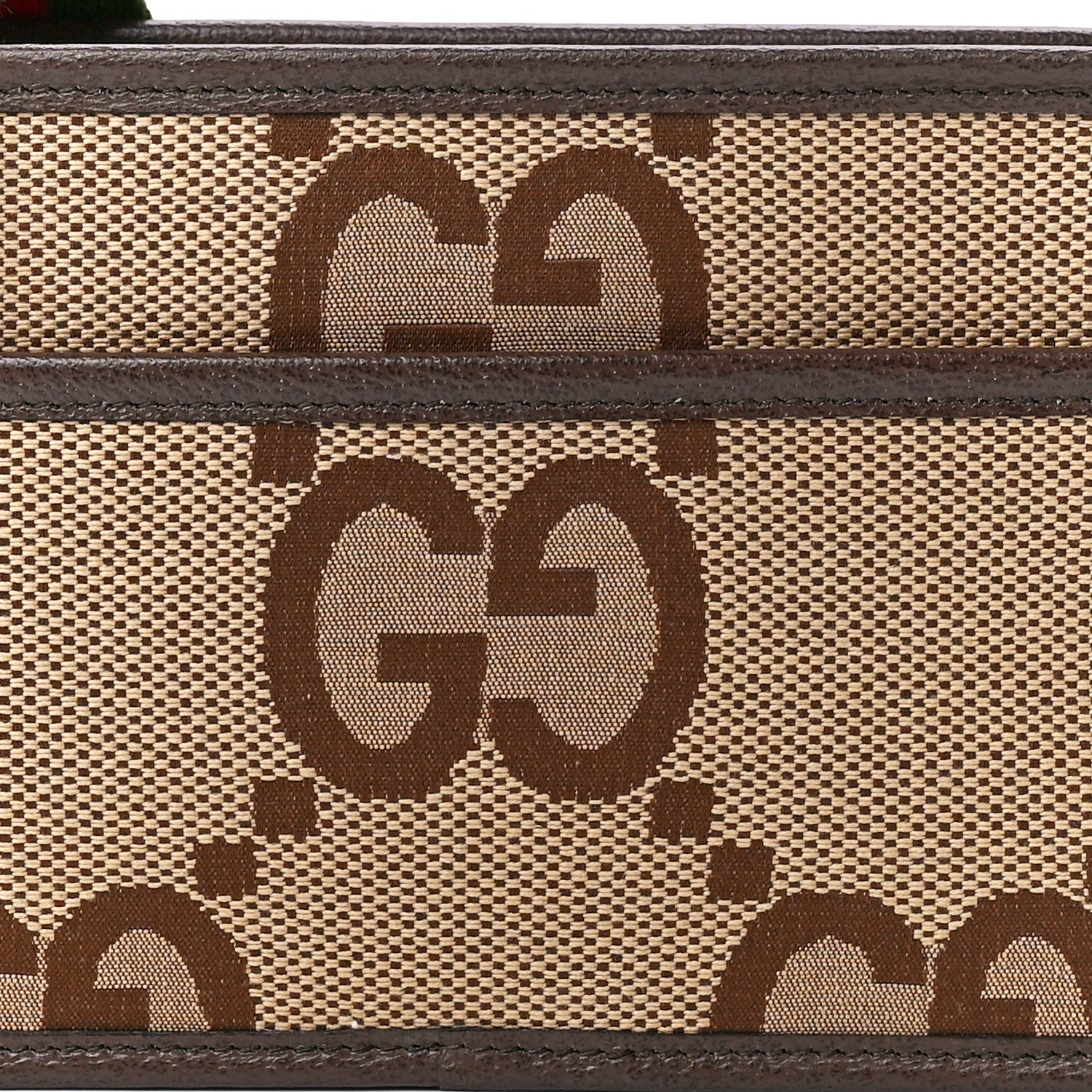Gucci Monogram Jumbo GG Textured Dollar Calfskin Web Mini Crossbody Bag Camel Ebony New Acero 9 of 12