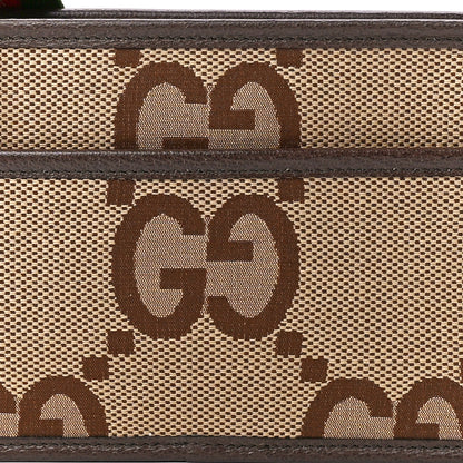 Gucci Monogram Jumbo GG Textured Dollar Calfskin Web Mini Crossbody Bag Camel Ebony New Acero 9 of 12