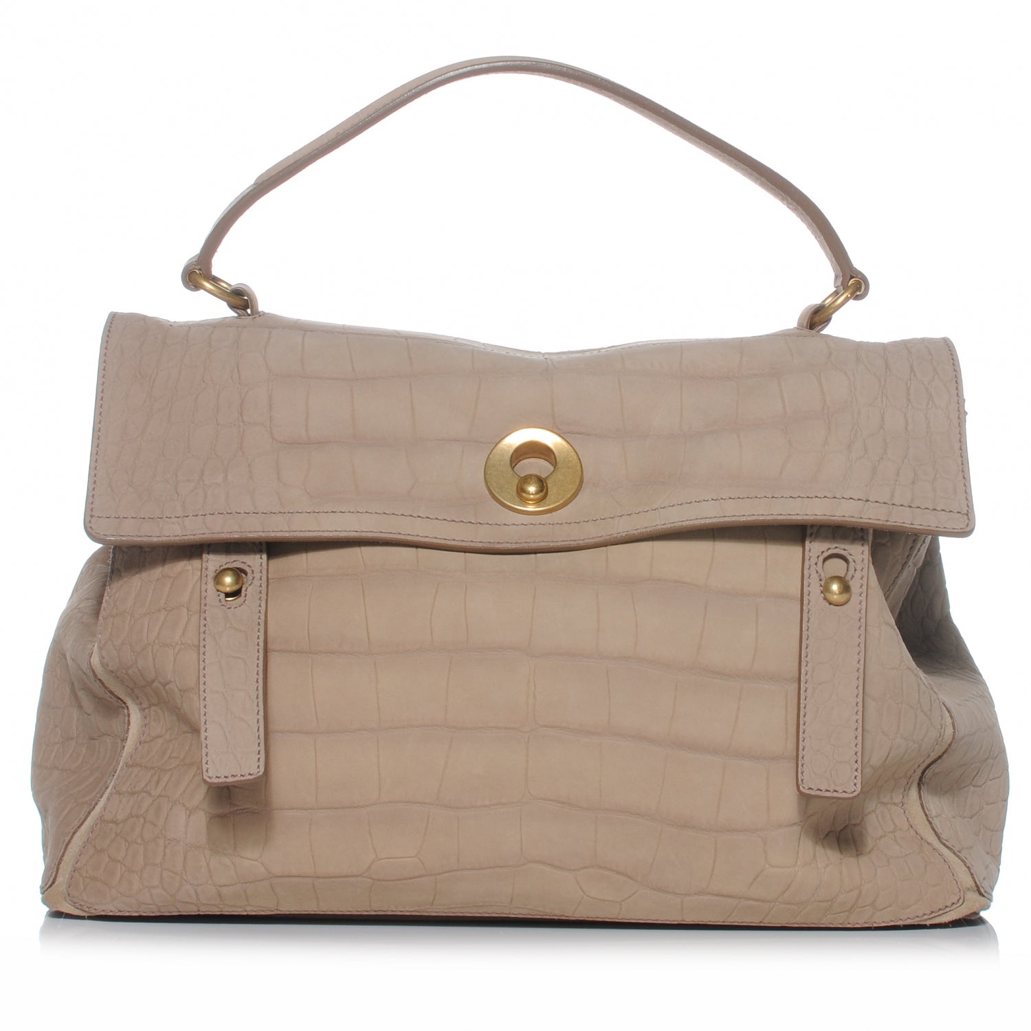 Saint Laurent Nubuck Crocodile Embossed Large Muse Two Beige 1 of 7