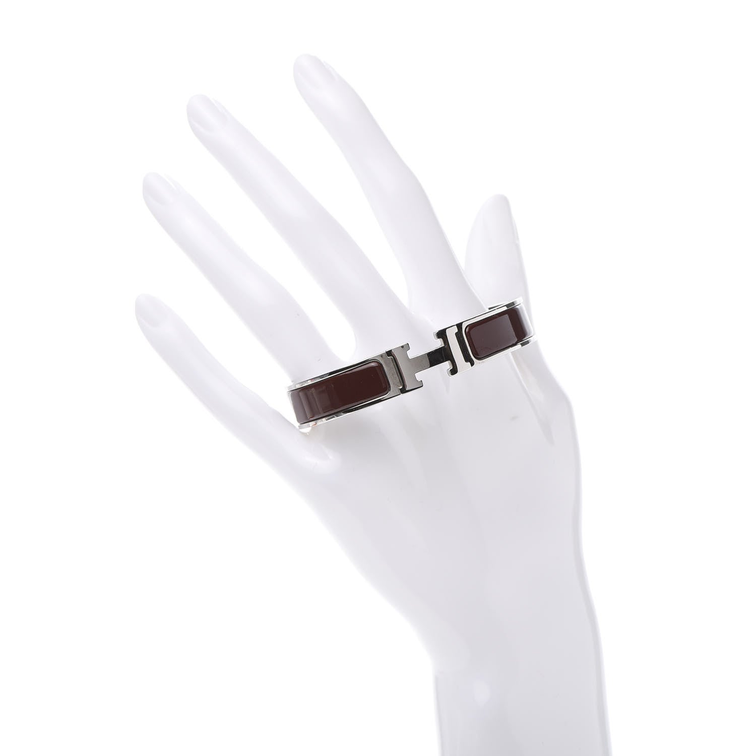 Hermes Enamel Narrow Clic Clac H Bracelet PM Burgundy 2 of 5