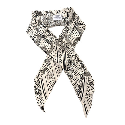 Hermes Silk Eperon d'Or Bandana Ruffle Twilly White Black 1 of 4