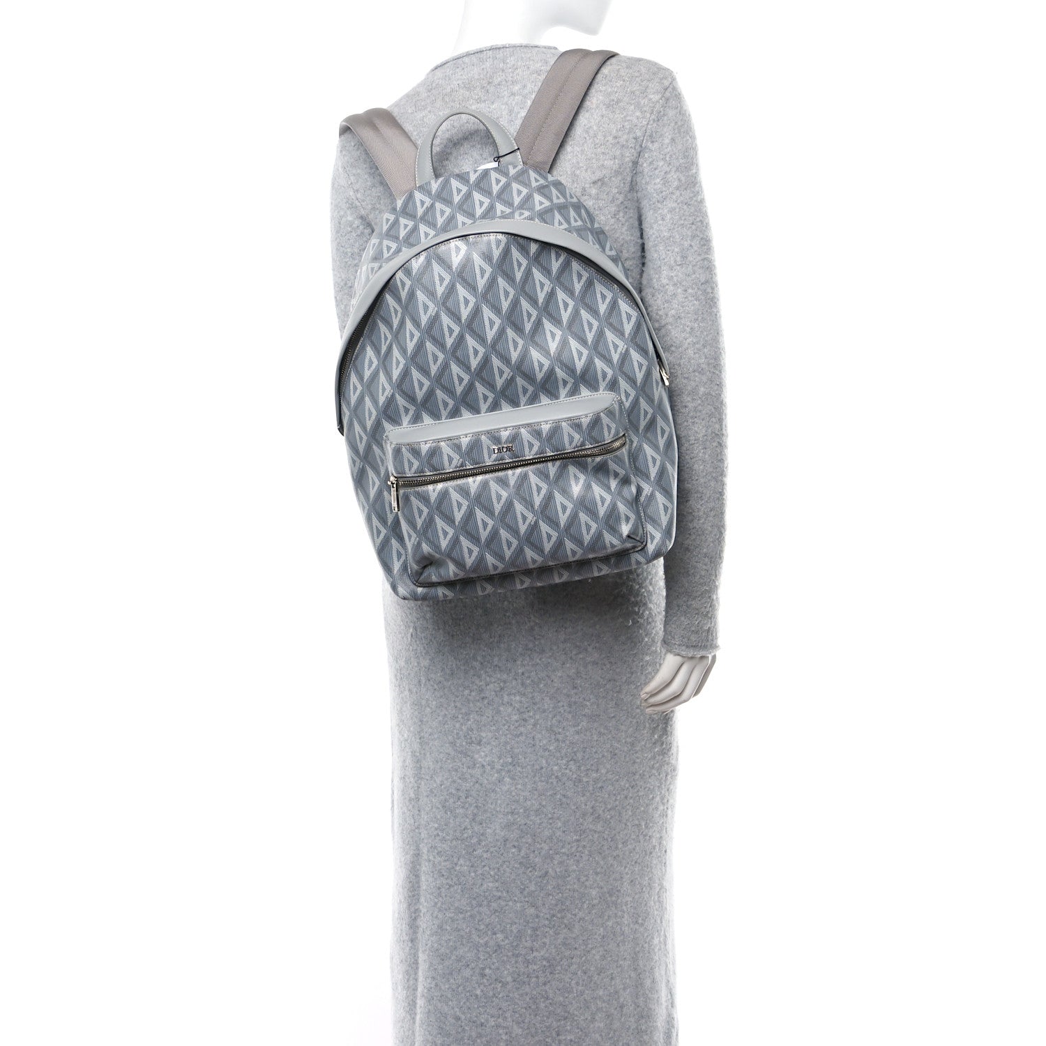 Christian Dior Coated Canvas CD Diamond Rider Zipped Backpack Gray 3 of 9