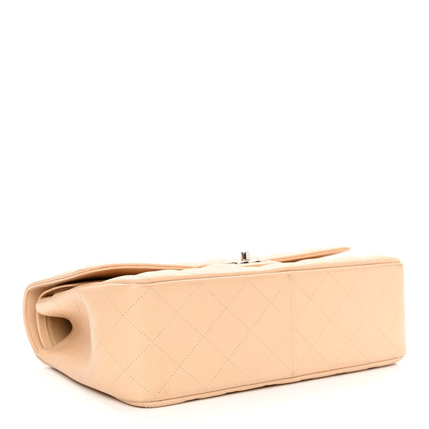 Caviar Quilted Jumbo Double Flap Beige Clair