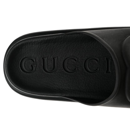 Gucci Soft Rubber Womens Interlocking G Platform 42mm Slide Sandals 37 Black 6 of 9