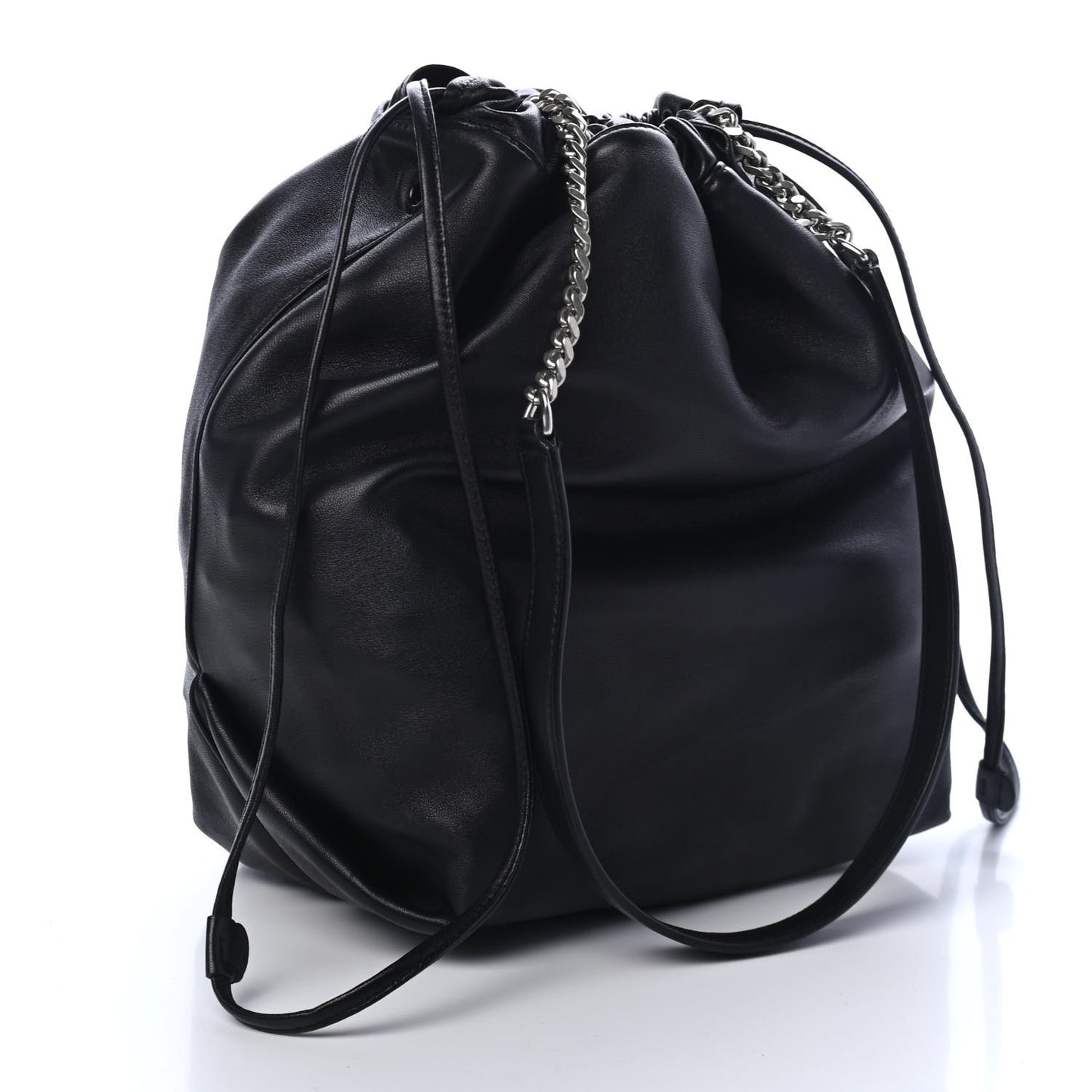 Lambskin Teddy Drawstring Bag Black