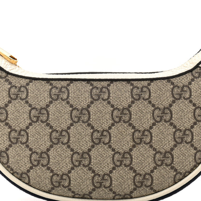 Gucci GG Supreme Monogram Textured Dollar Calfskin Web Mini Ophidia Half Moon Hobo Beige Ebony Mystic White 8 of 12