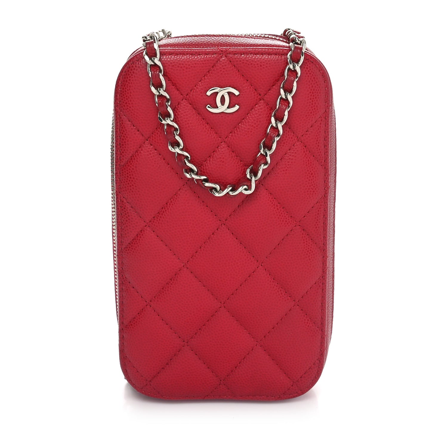 Caviar Quilted Phone Holder Wallet On Chain WOC Red