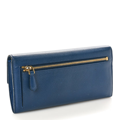 Prada Saffiano Wave Continental Flap Wallet Bluette Azzurro 4 of 10