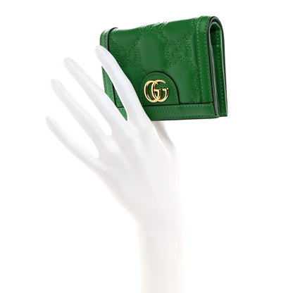Gucci Calfskin GG Matelasse Card Case Wallet Spring Green 2 of 8
