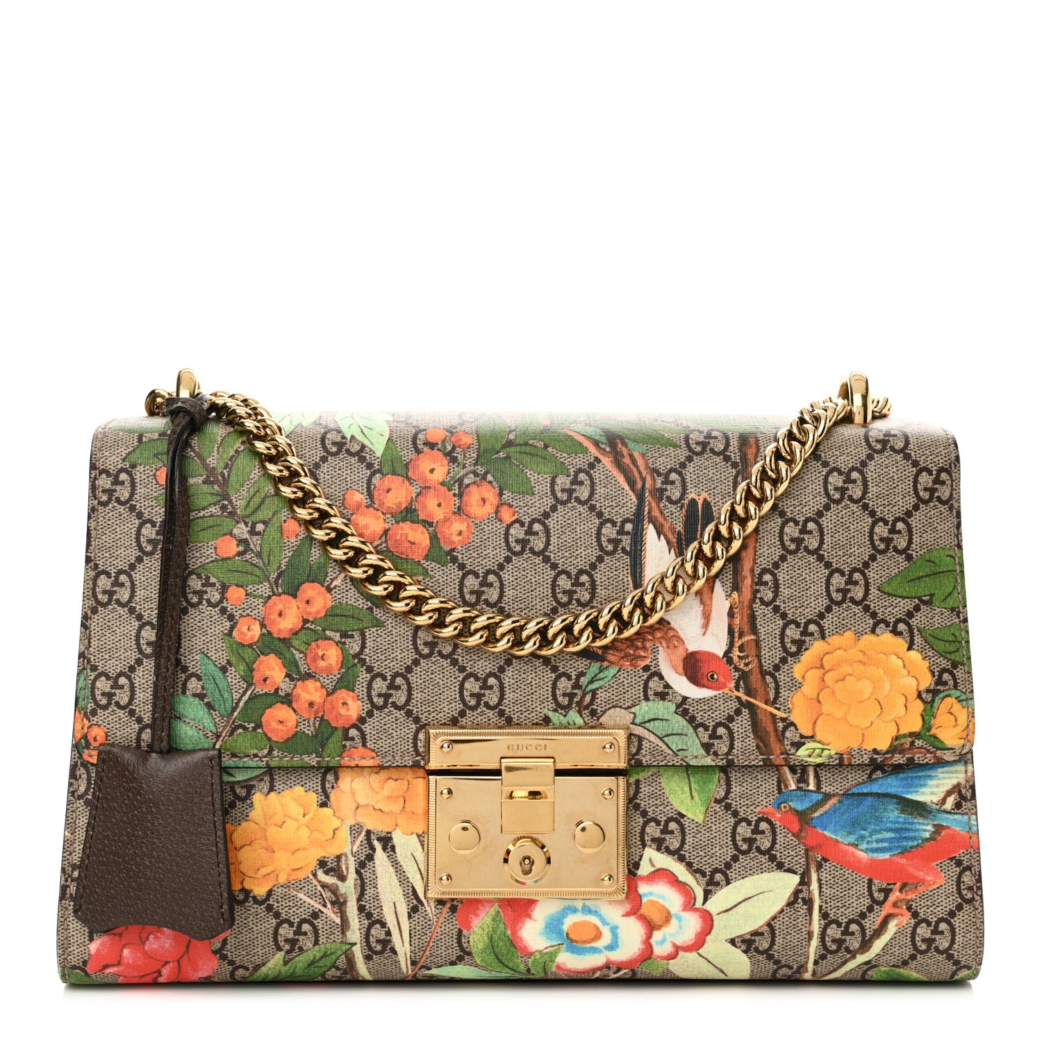 Gucci GG Supreme Monogram Tian Medium Padlock Shoulder Bag Beige Multicolor New Acero 1 of 16