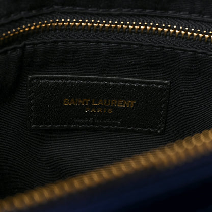 Saint Laurent Calfskin Y Quilted Monogram Medium Loulou Chain Satchel Blue Saphir 7 of 10