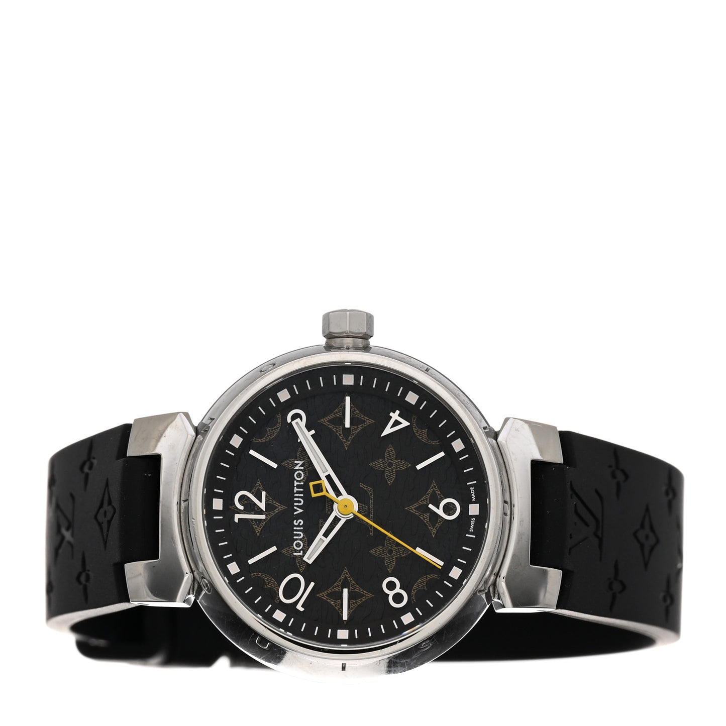 Stainless Steel Rubber 28mm Tambour Quartz Watch Brown