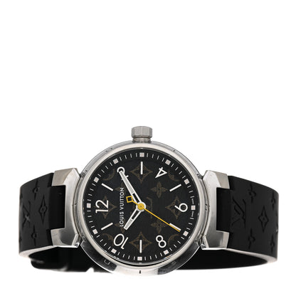 Louis Vuitton Stainless Steel Rubber 28mm Tambour Quartz Watch Brown 2 of 5