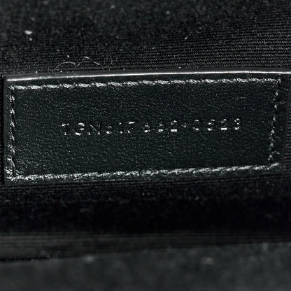 Saint Laurent Grain De Poudre Matelasse Chevron Monogram Envelope Clutch Black 7 of 10