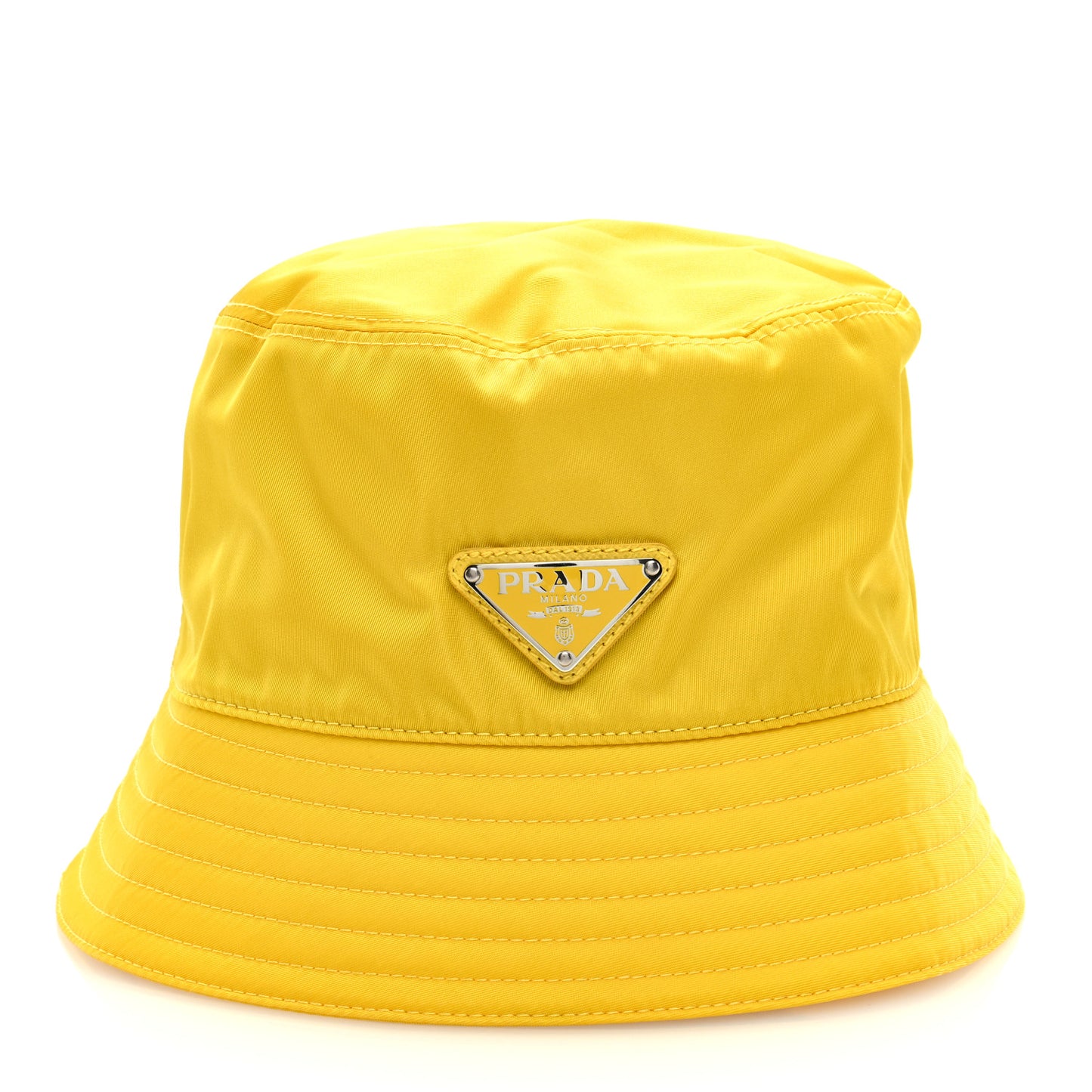 Re-Nylon Metal Triangle Logo Mens Bucket Hat M Giallo