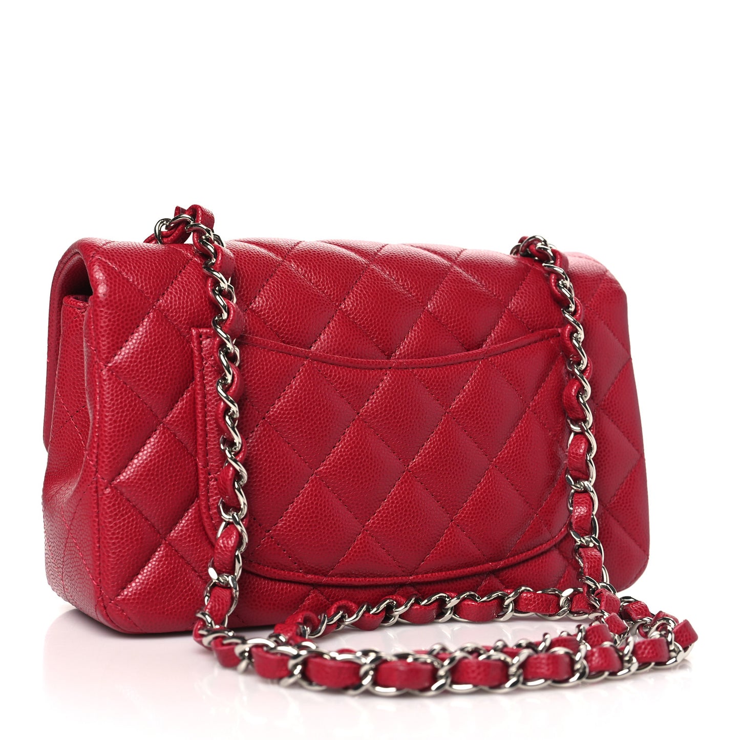 Caviar Quilted Mini Rectangular Flap Red