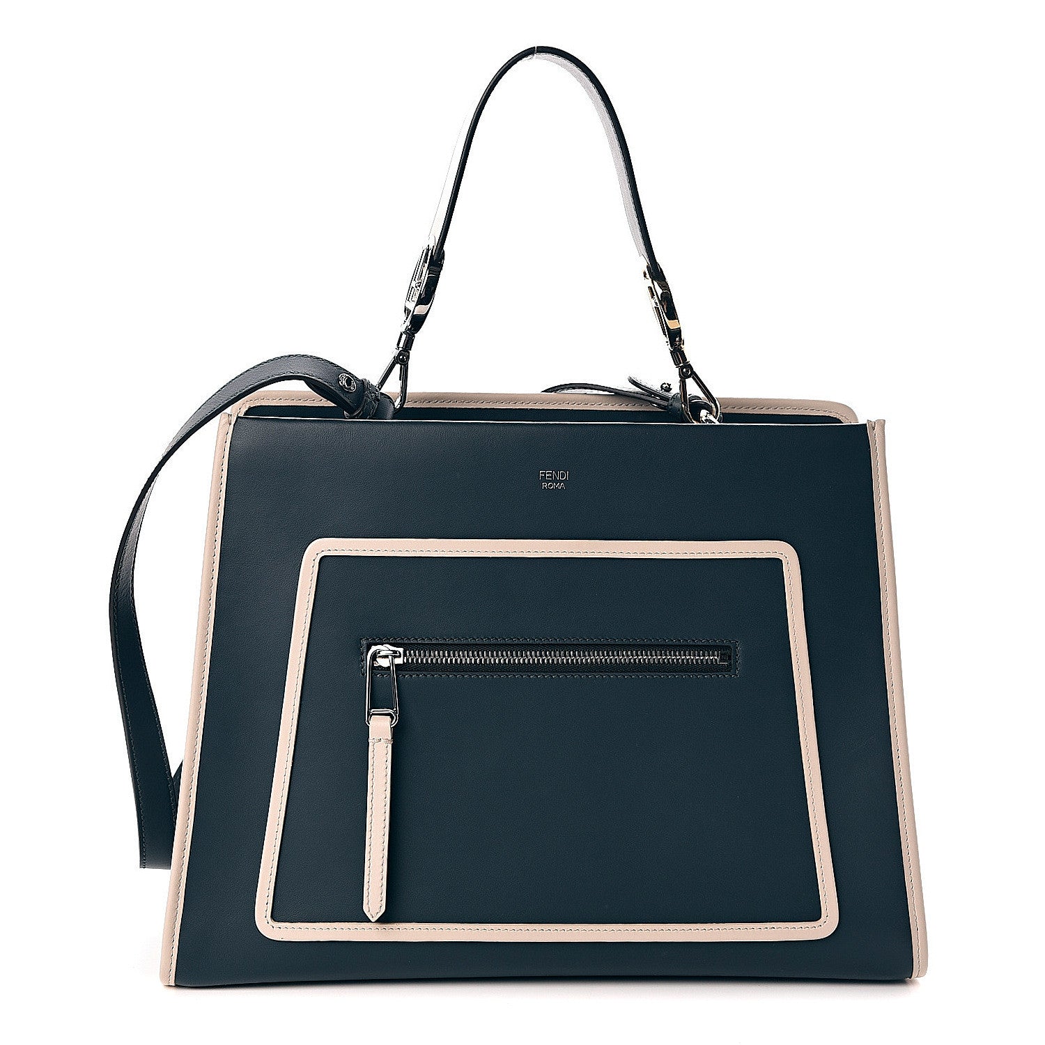 Fendi Vitello Century Opaco F is Fendi Bi-Color Regular Runaway Satchel Amazzonia Camelia 1 of 10