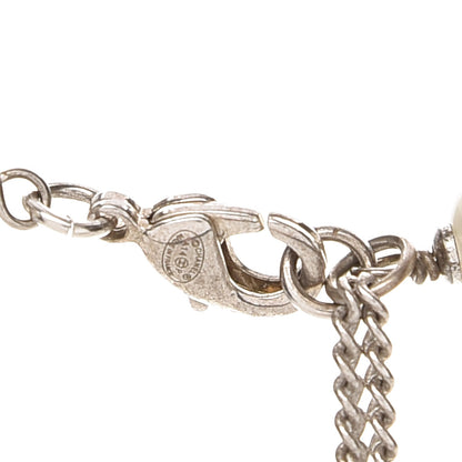 Chanel Pearl Baguette Crystal CC Moon Long Necklace Silver 5 of 6