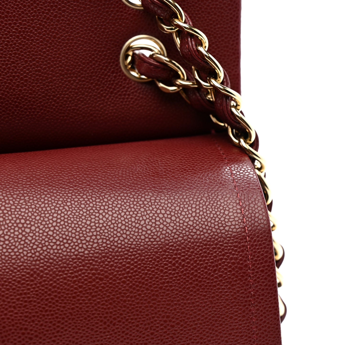 Caviar Quilted Jumbo Double Flap Burgundy