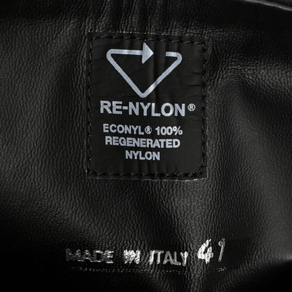 Prada Spazzolato Rois Re-Nylon Metal Triangle Logo Monolith Pouch Pocket 55mm Tall Boots 41 Black 7 of 9