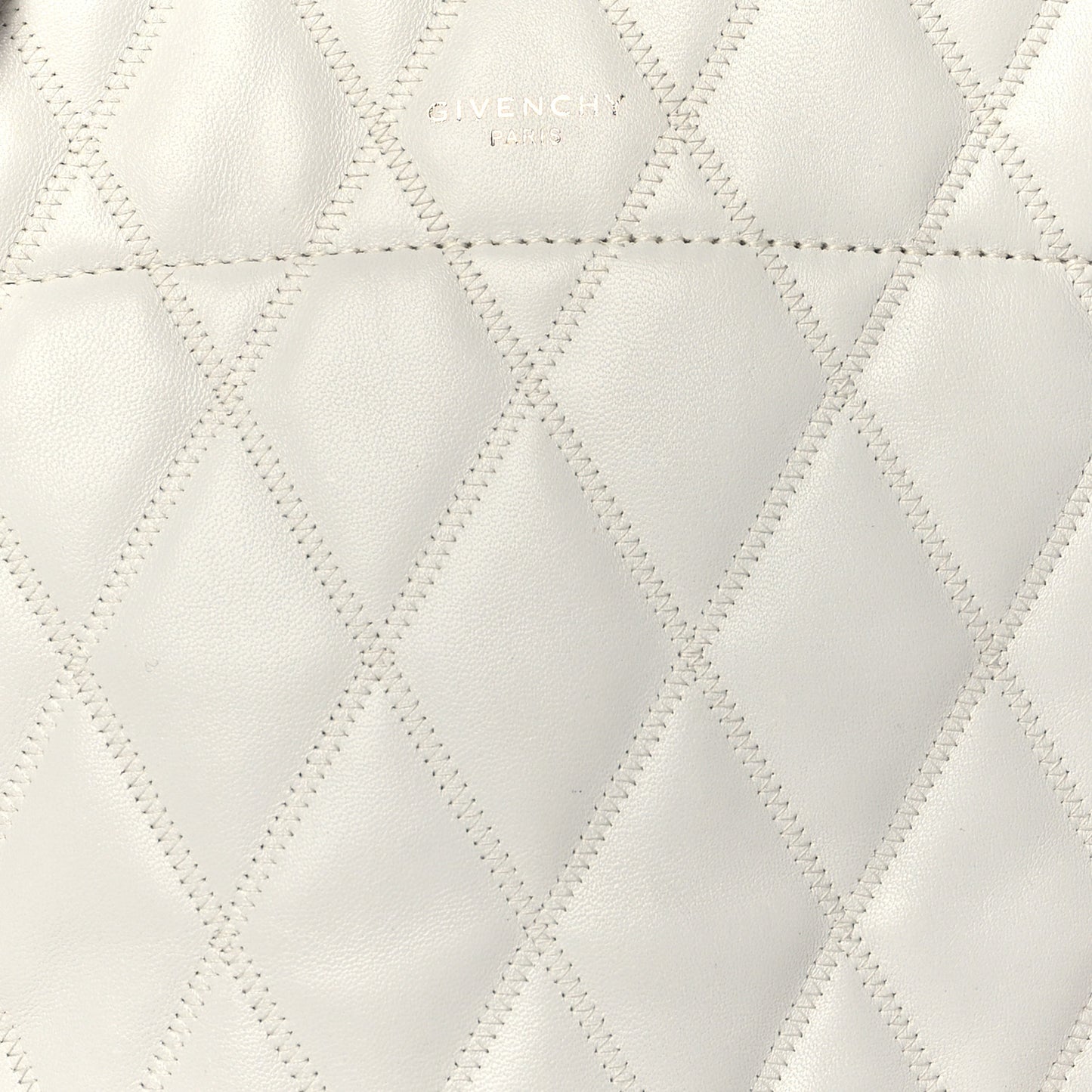 Lambskin Quilted Mini GV Bucket Bag White