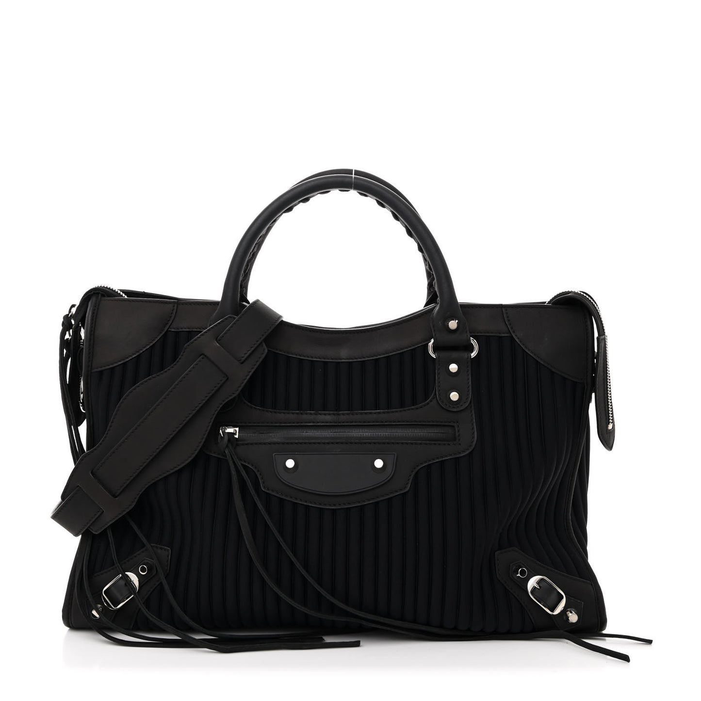 Ribbed Neoprene Classic Silver Hardware City Black