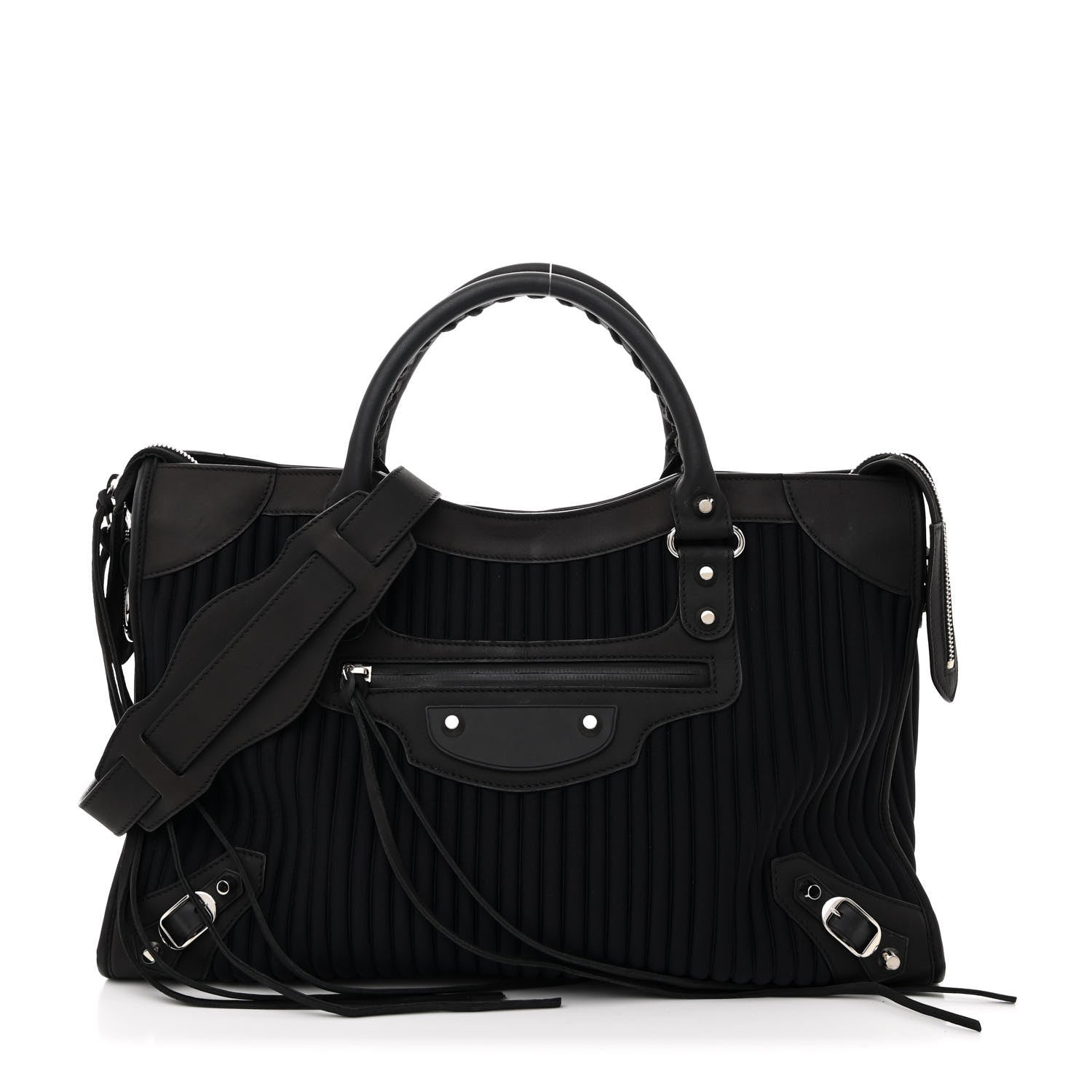 Balenciaga Ribbed Neoprene Classic Silver Hardware City Black 1 of 10