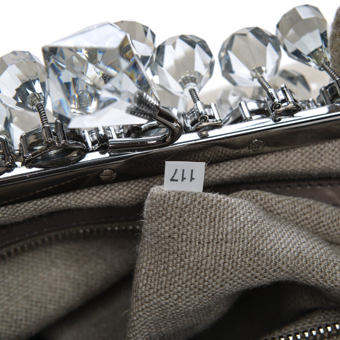 Canvas Mistolino Medium Crystal Cluster Frame Bag Naturale