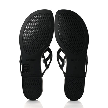 Hermes Rubber Womens Egerie Sandals 36 Black 5 of 8