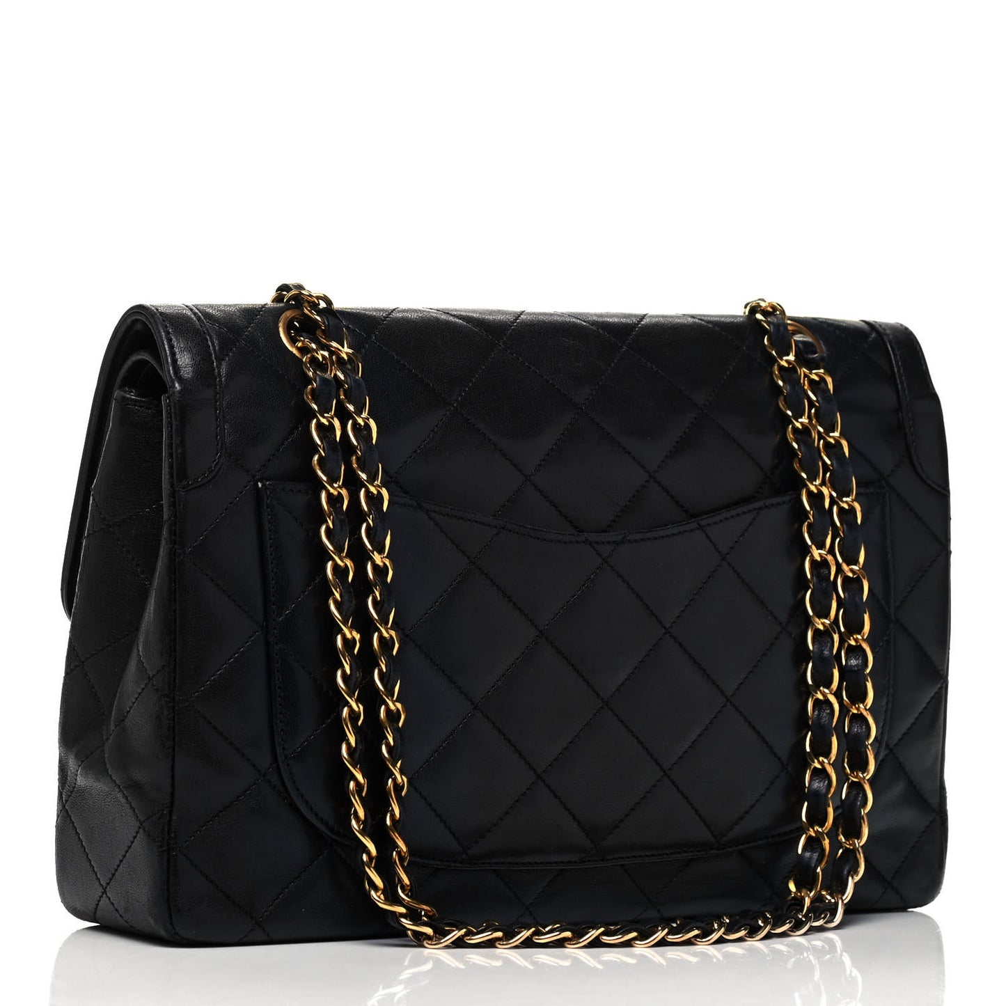 Lambskin Quilted Medium Double Flap Black