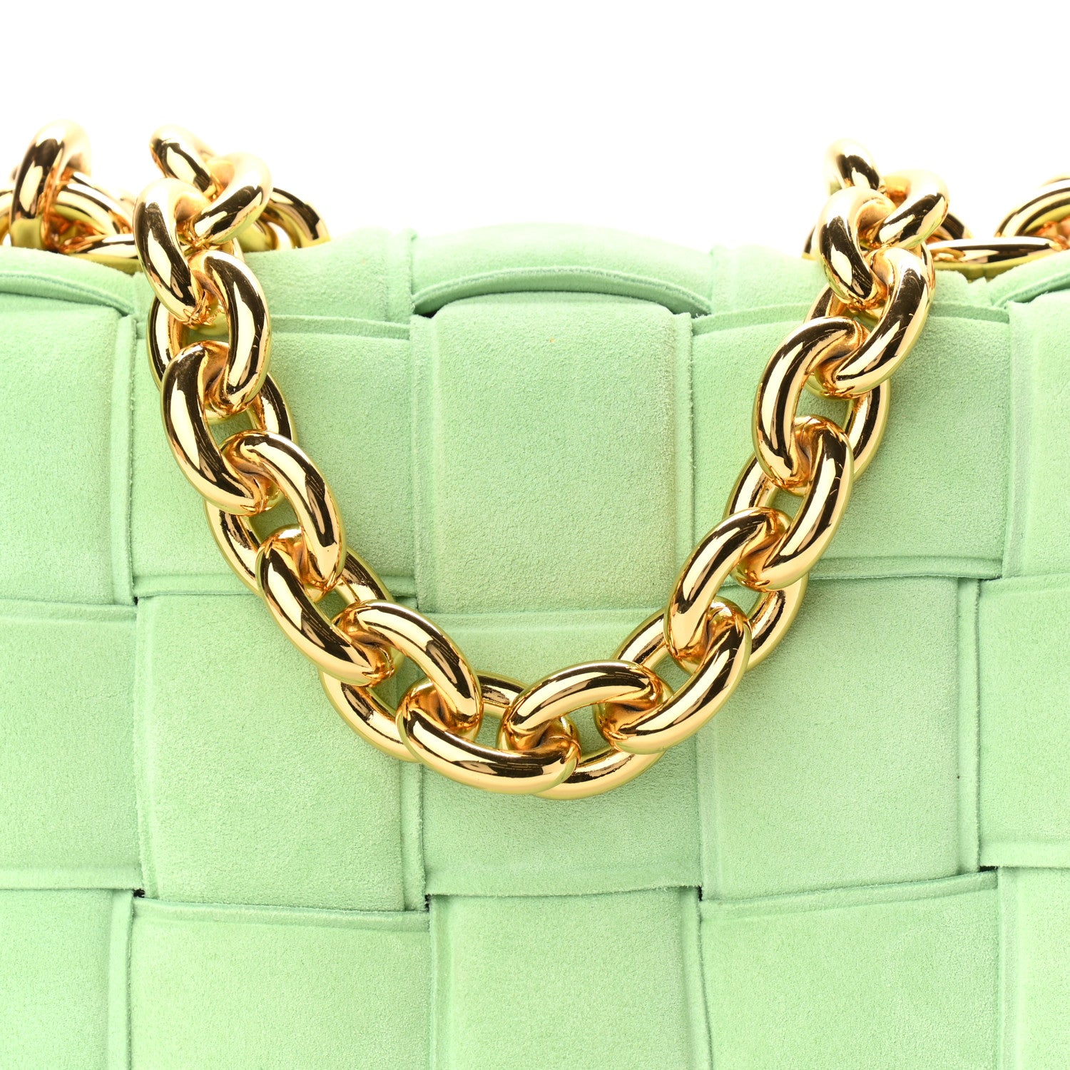 Bottega Veneta Suede Maxi Intrecciato Padded Chain Cassette Crossbody Bag Wasabi 7 of 10
